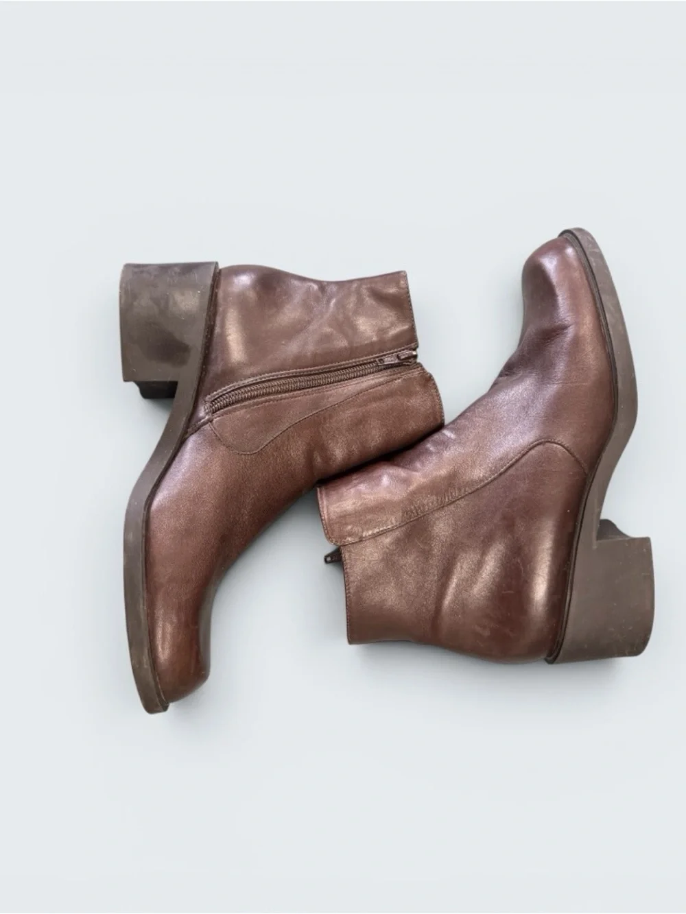 Bandolino Dark Brown Zip Up Leather Ankle Booties Size 8.5